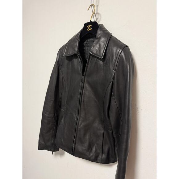 Avanti New York Leather Jacket Womens Small Black Zip Front Genuine Moto Style - Picture 6 of 15